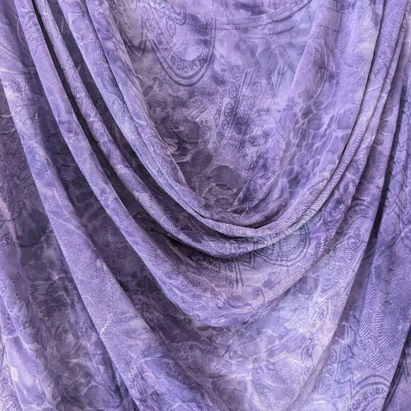 Y2K Roz & Ali Purple Stretchy Slinky Fairycore Cowl Neck Top Size Medium - Picture 3 of 7